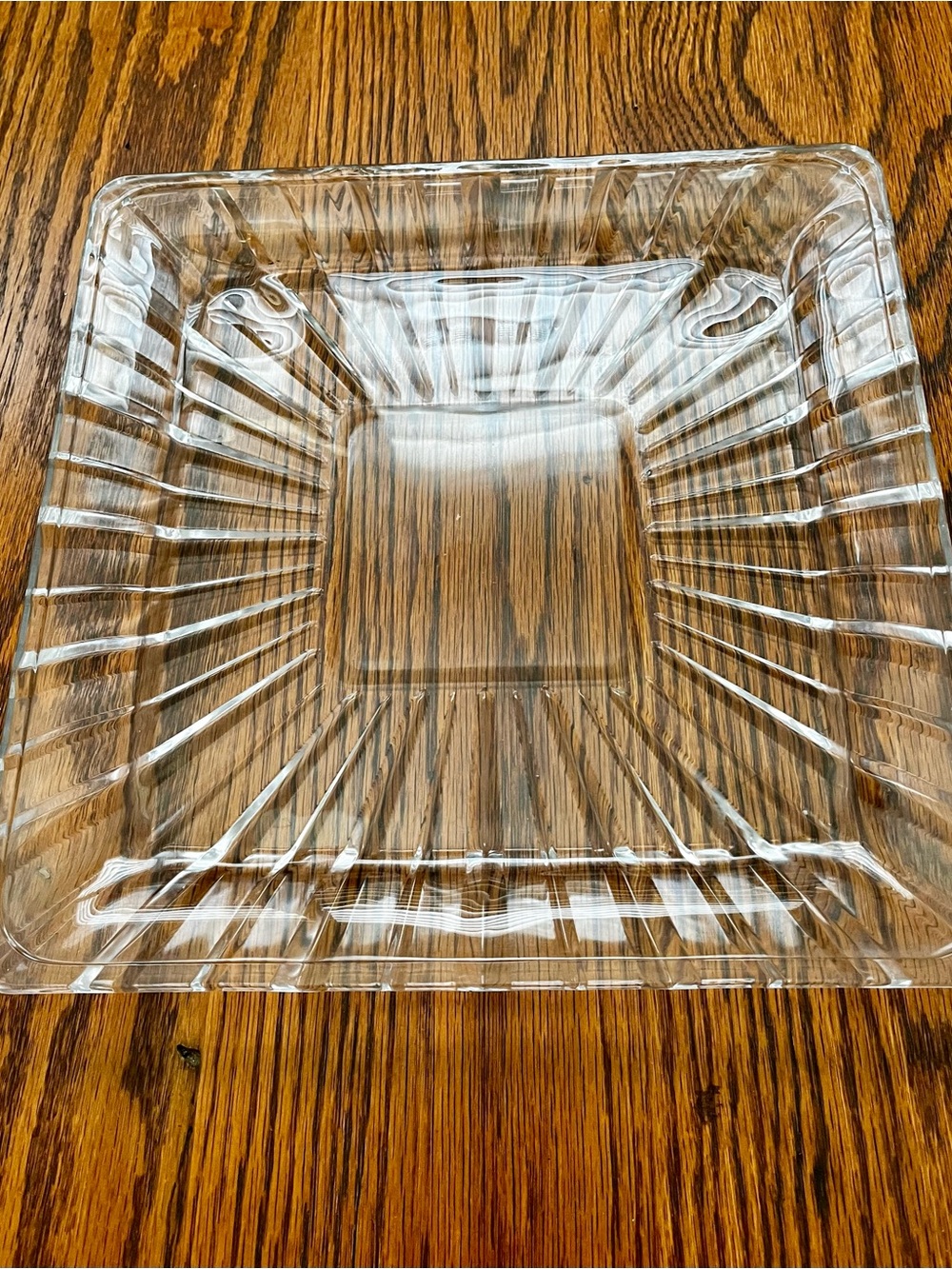 Vintage Clear Cut Glass Square Large Tray